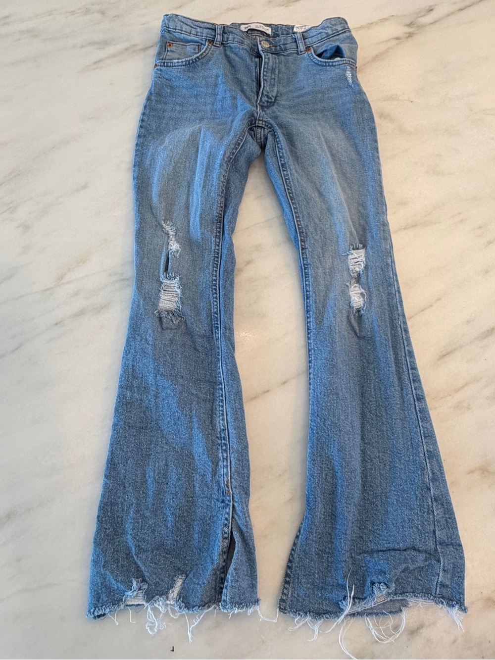 Zara Jeans girls 13 14 vintage wash split hem GUC